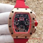 Fake Richard Mille RM011 Flyback Chronograph Felipe Massa Watch Rose Gold Case Red Inner